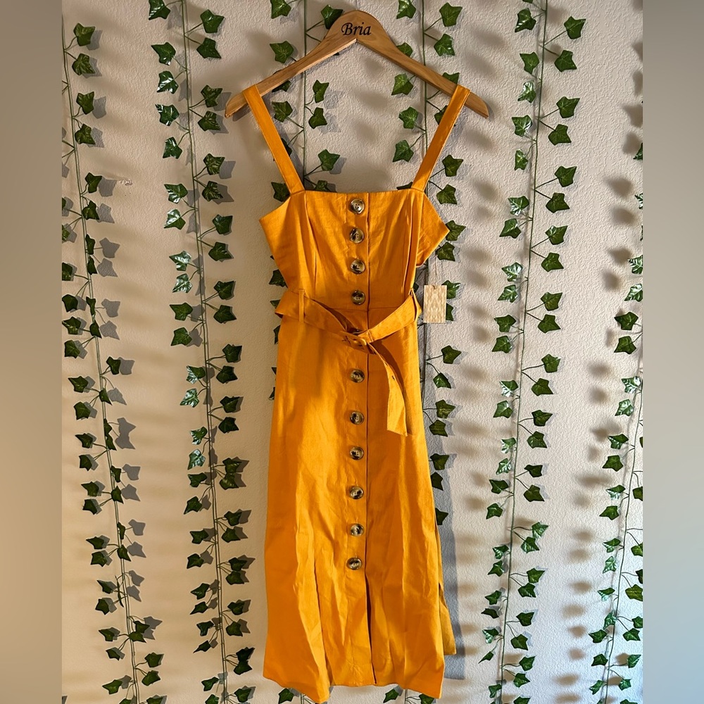Forever 21 orange/mustard colored pin up style dress, size small